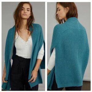 NWT Akemi + Kin Anthropologie knit ribbed wrap sweater blue teal